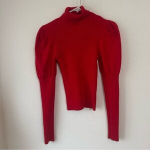 Red Puff Sleeve Sweater